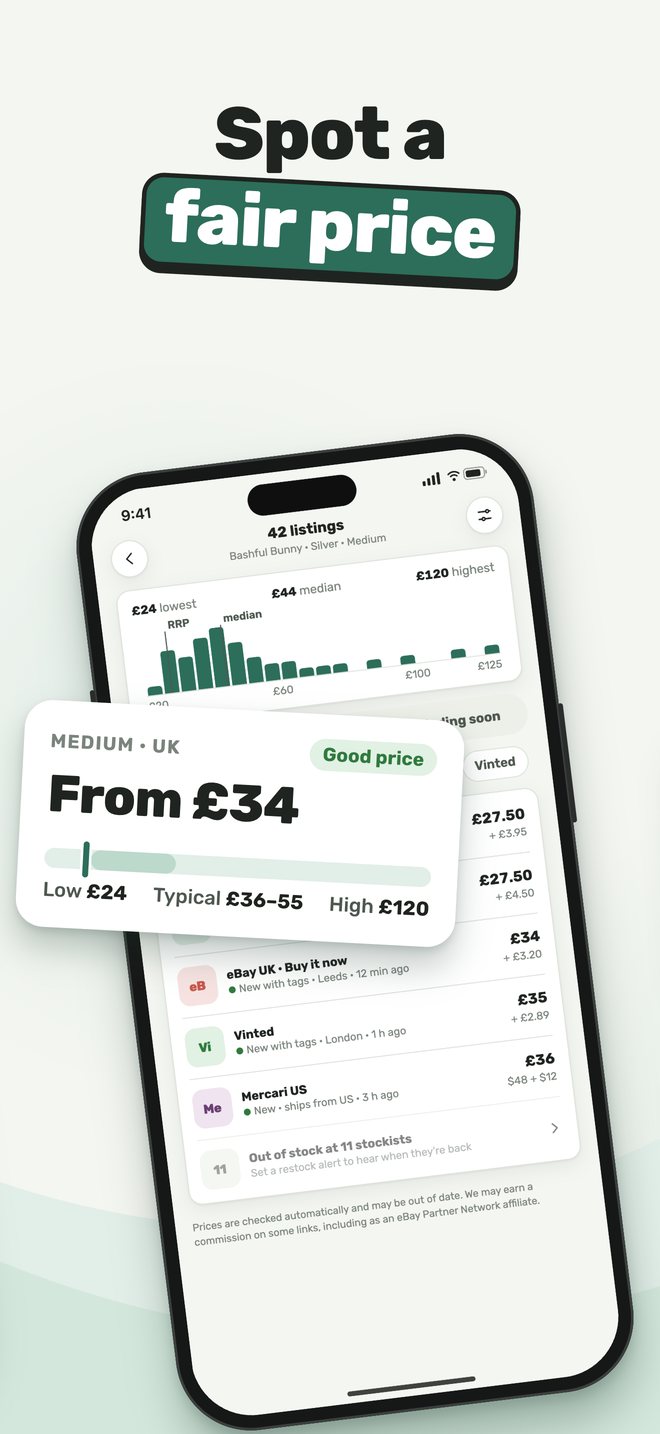 App screenshot: Spot a fair price
